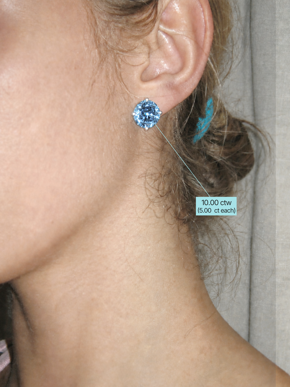 Fancy Blue Round Cut Lab Grown Diamond Stud Earrings
