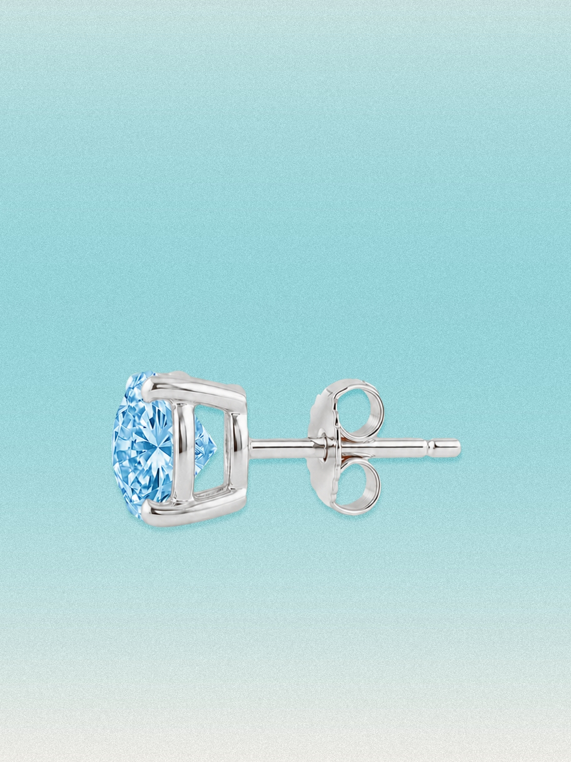 Fancy Blue Round Cut Lab Grown Diamond Stud Earrings