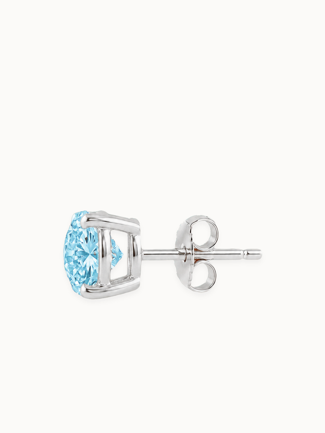Fancy Blue Round Cut Lab-Grown Diamond Stud Earrings, with push back earring backs — Bow Tie Lab Diamonds