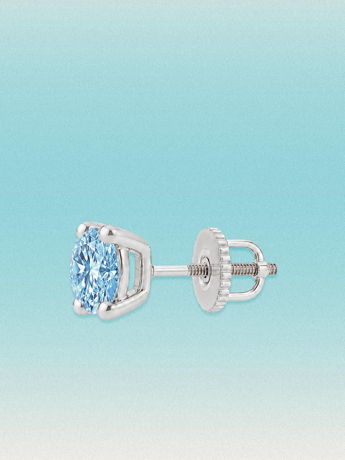 Fancy Blue Round Cut Lab Grown Diamond Stud Earrings