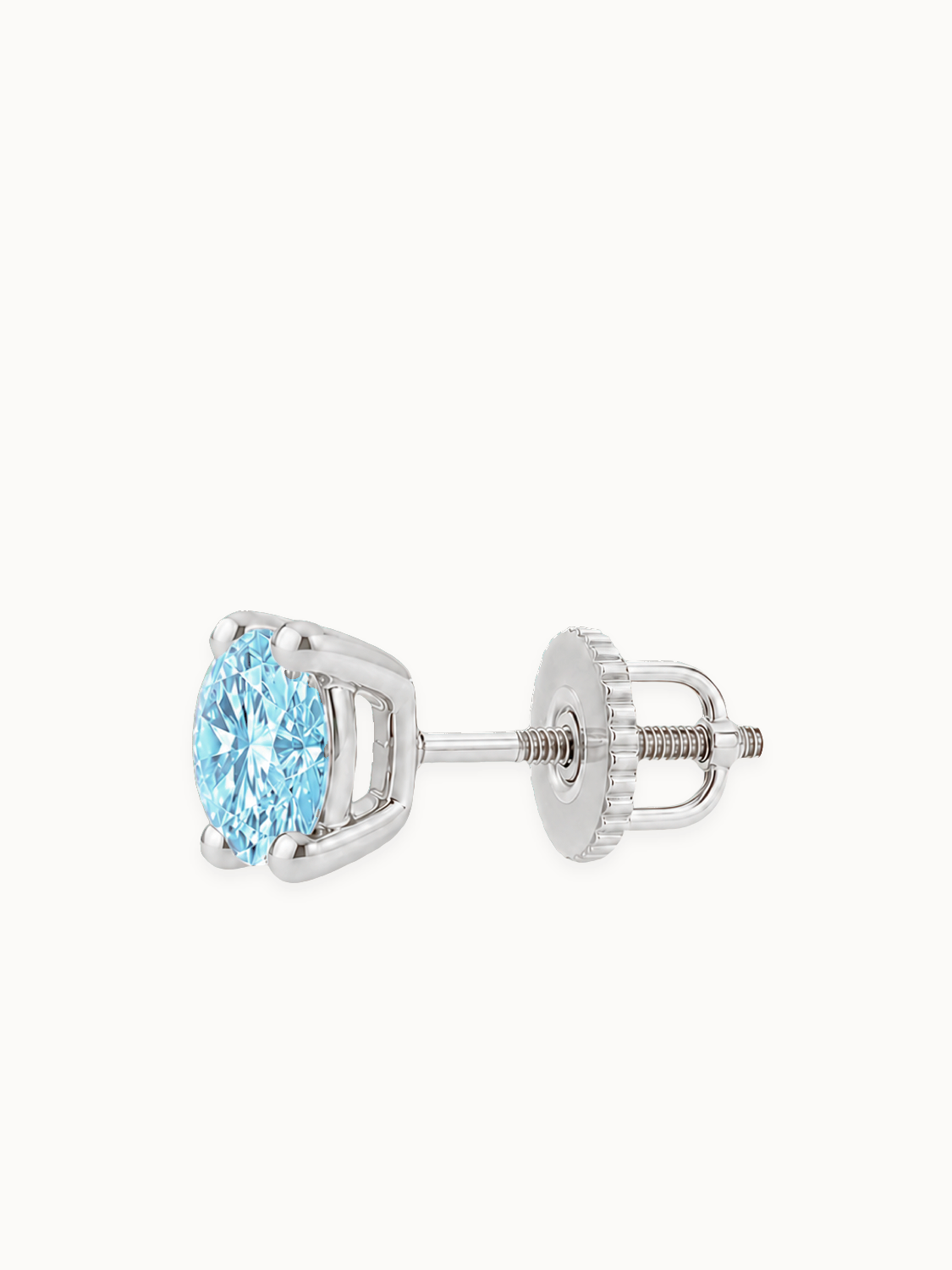 Fancy Blue Round Cut Lab-Grown Diamond Stud Earrings, with screw back earring backs — Bow Tie Lab Diamonds