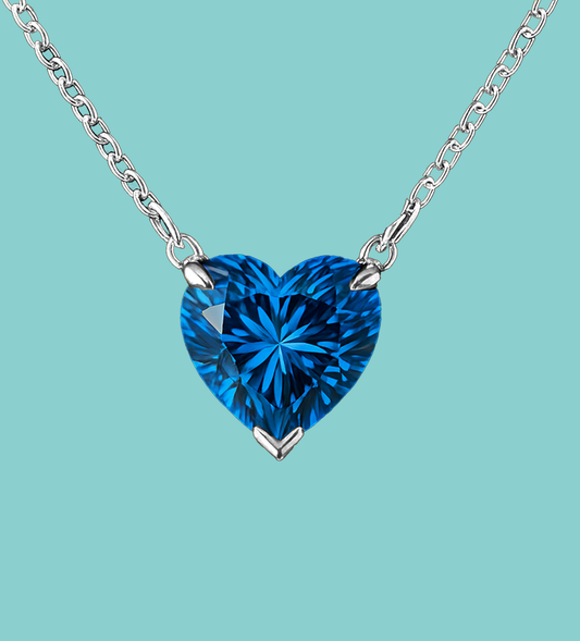 Blue Heart Pendant Necklace