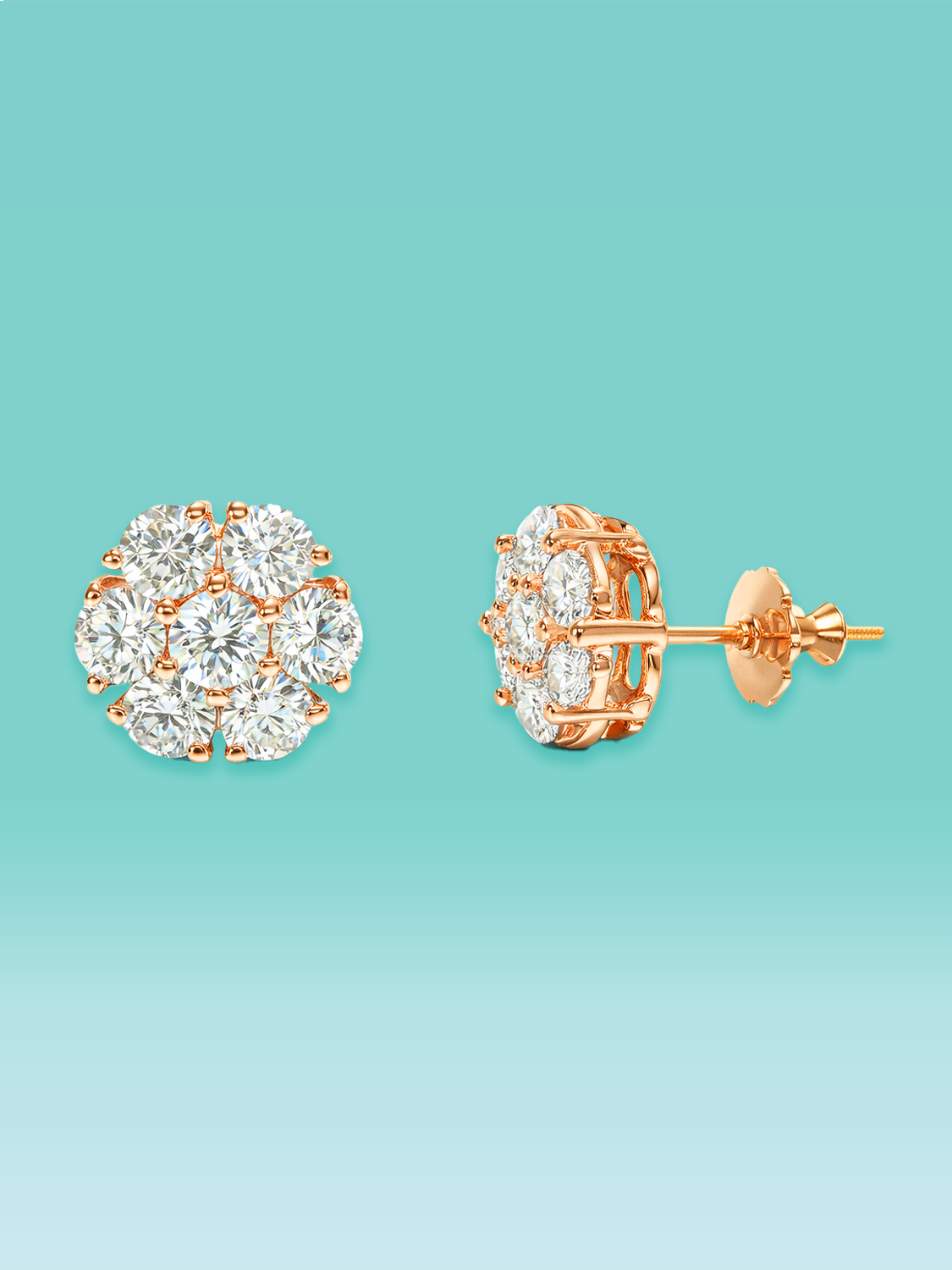 Classic Lab Diamond Floral Stud Earrings