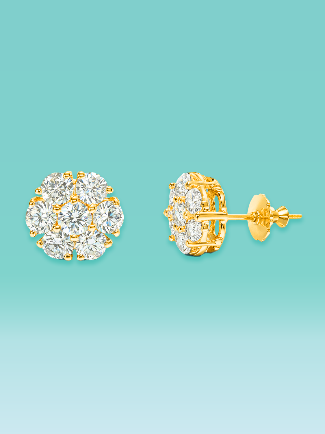 Classic Lab Diamond Floral Stud Earrings