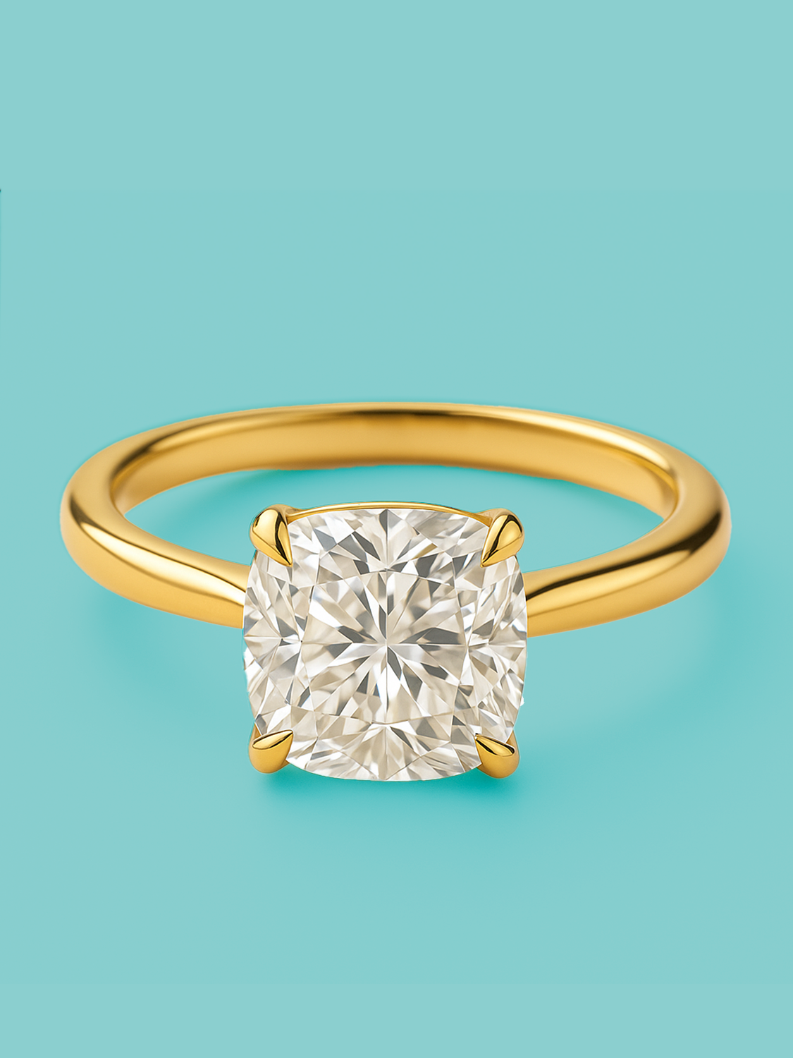 Cushion Cut 4 Prong Lab Diamond Engagement Ring