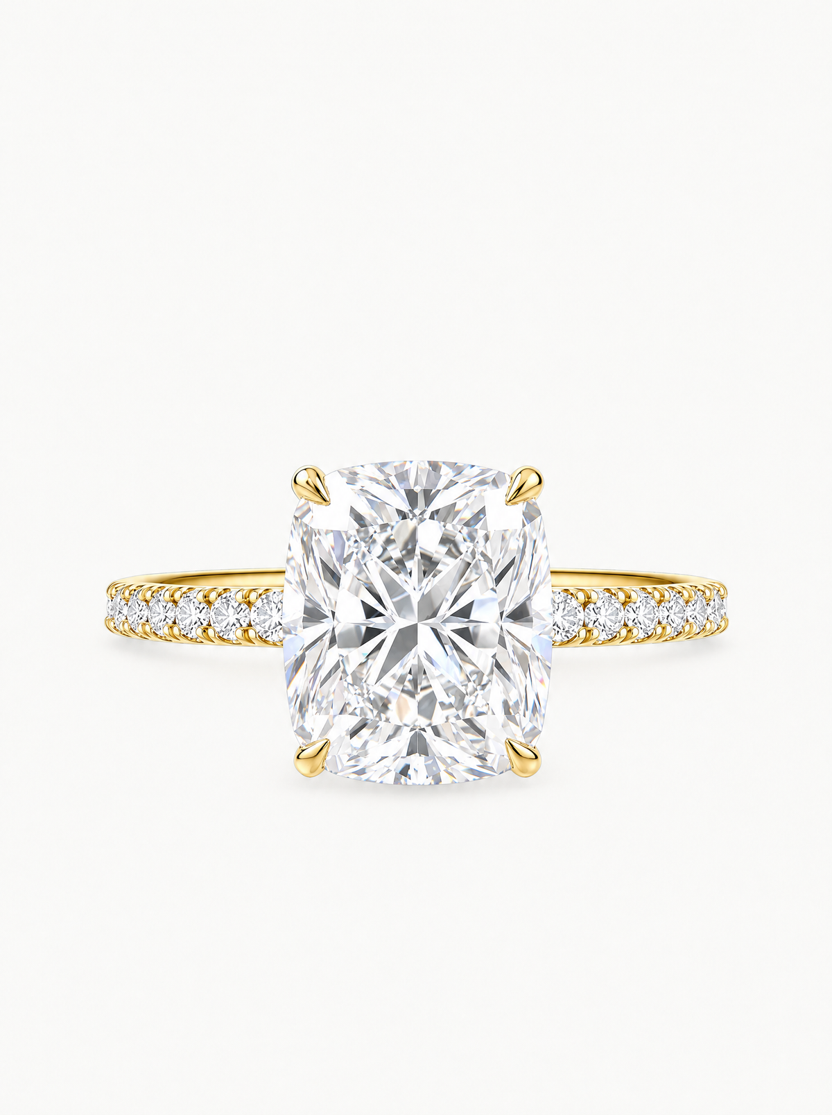 Cushion Cut Solitaire Hidden Halo Lab-Grown Diamond Engagement Ring, front view — Bow Tie Lab Diamonds