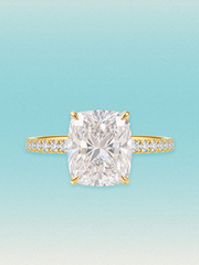 Cushion Cut Solitaire Hidden Halo Lab Grown Diamond Engagement Ring