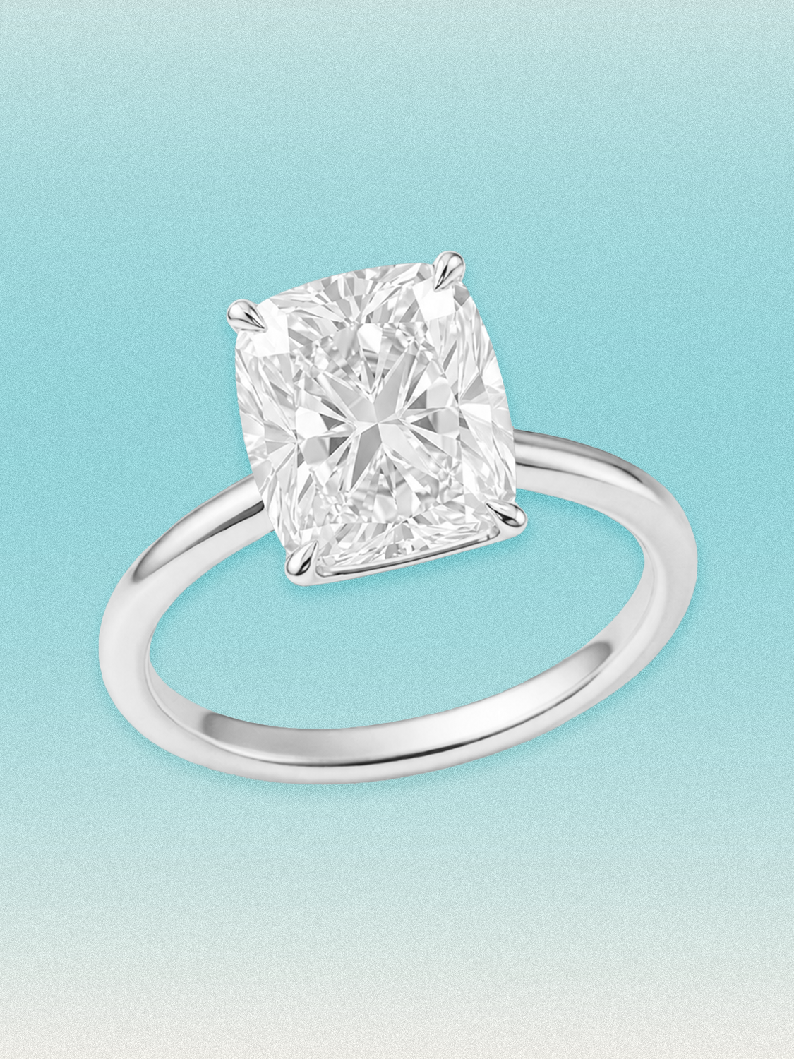 Cushion Cut Solitaire Lab Grown Diamond Engagement Ring