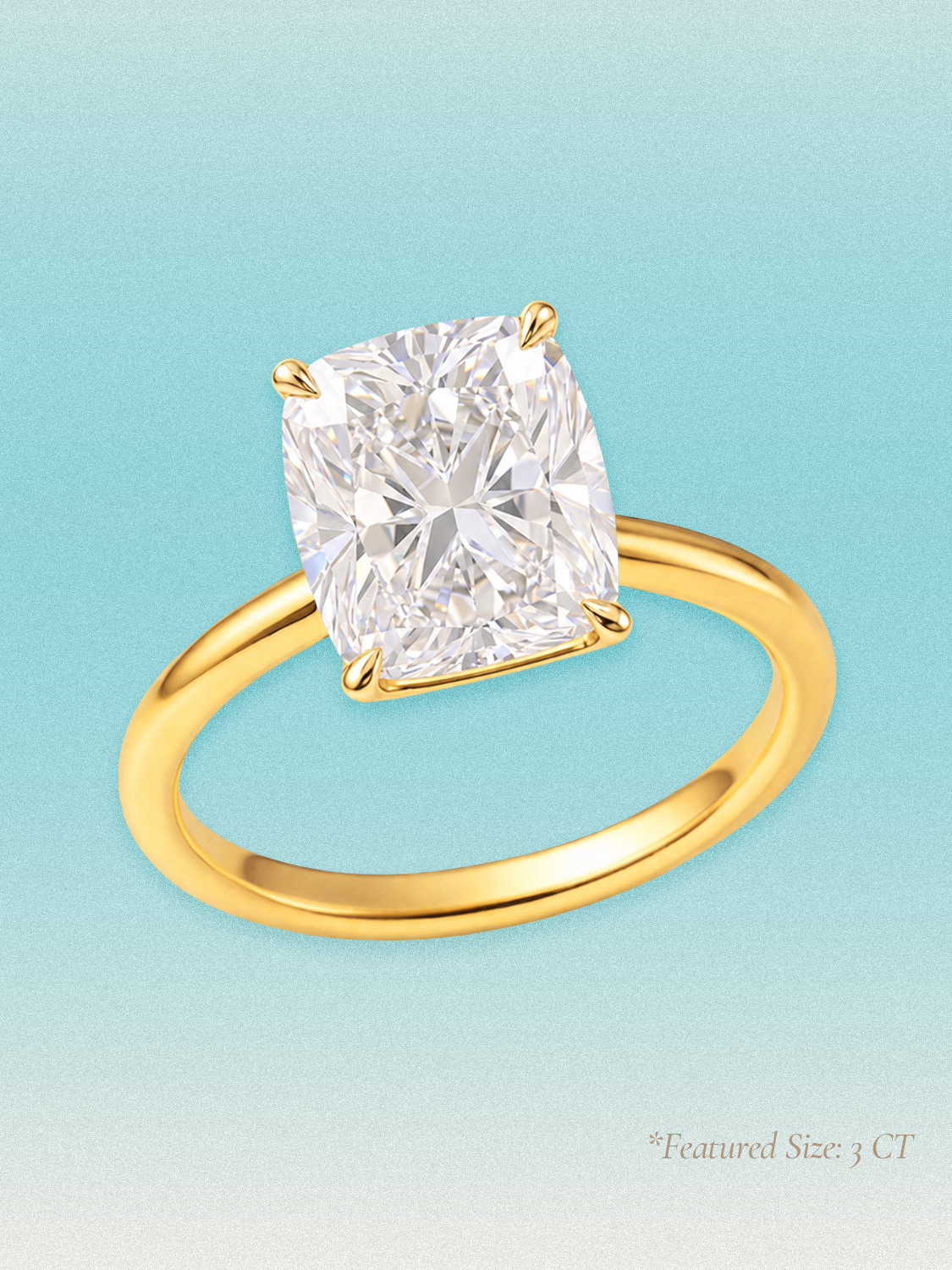 Cushion Cut Solitaire Lab Grown Diamond Engagement Ring