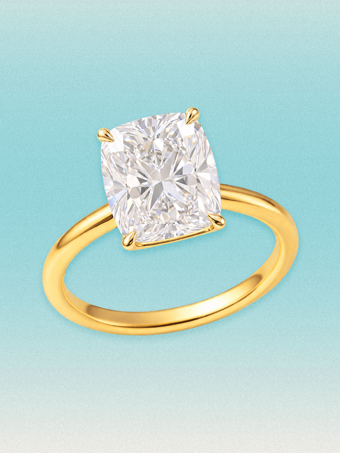Cushion Cut Solitaire Lab Grown Diamond Engagement Ring