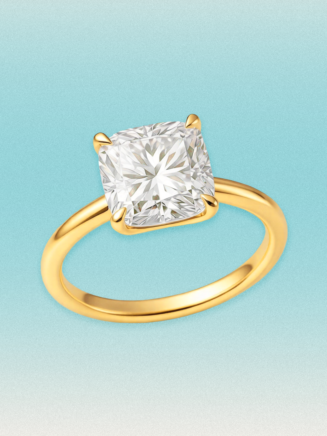Cushion Cut Solitaire Lab Grown Diamond Engagement Ring