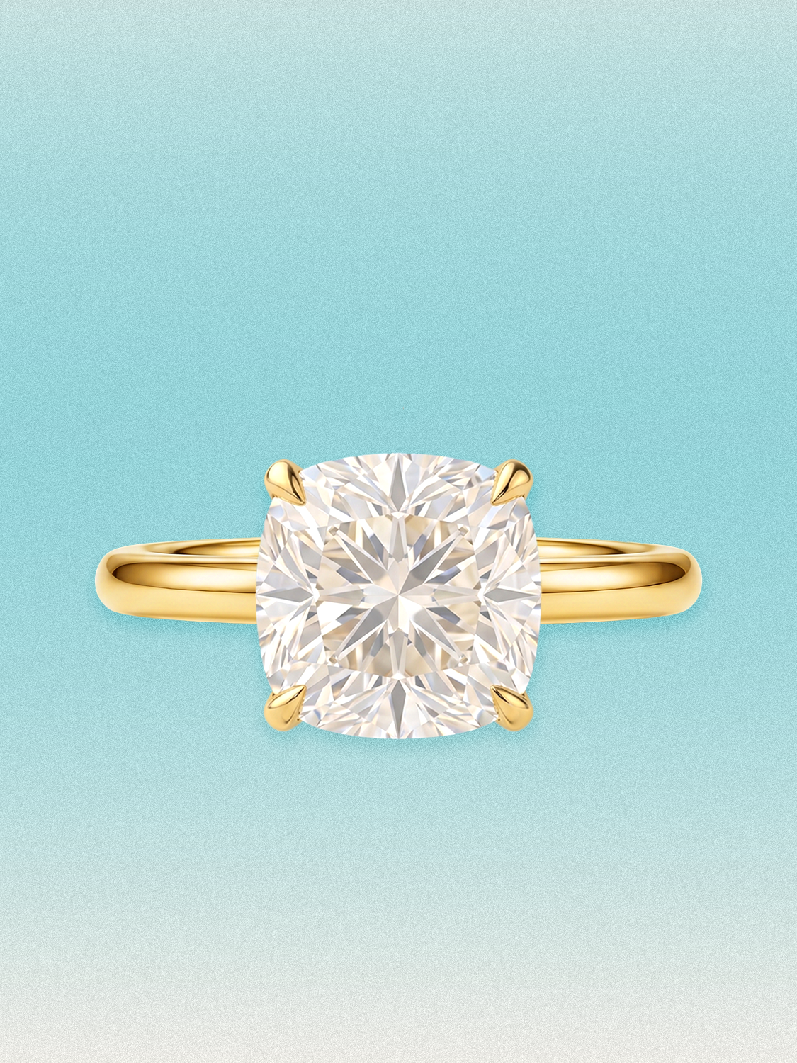 Cushion Cut Solitaire Lab Grown Diamond Engagement Ring