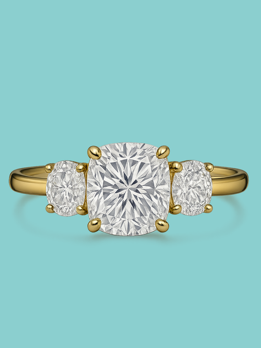 Cushion Three-Stone Engagement Ring