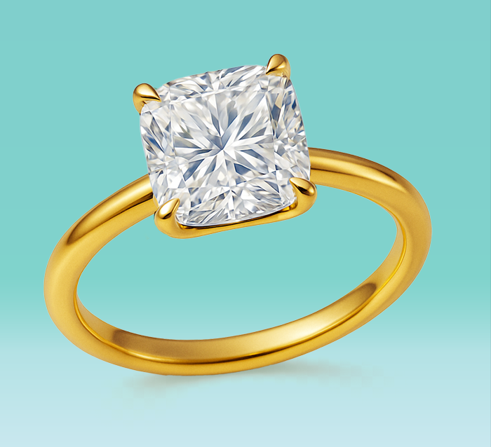 Cushion Cut 4 Prong Lab Diamond Engagement Ring