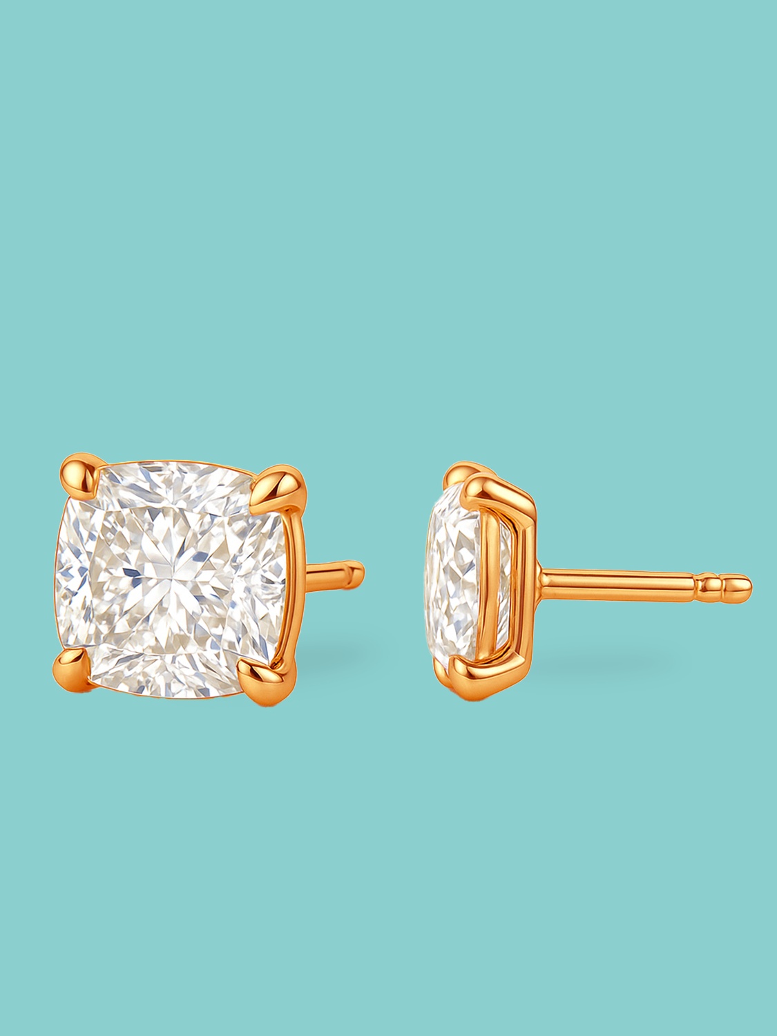 Cushion Cut Lab Diamond Stud Earrings