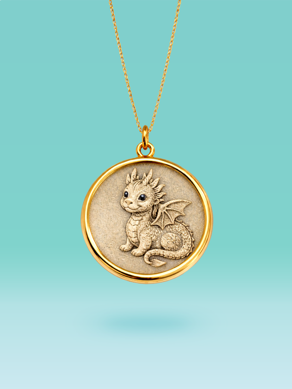 Eastern Zodiac Dragon Coin Pendant Necklace