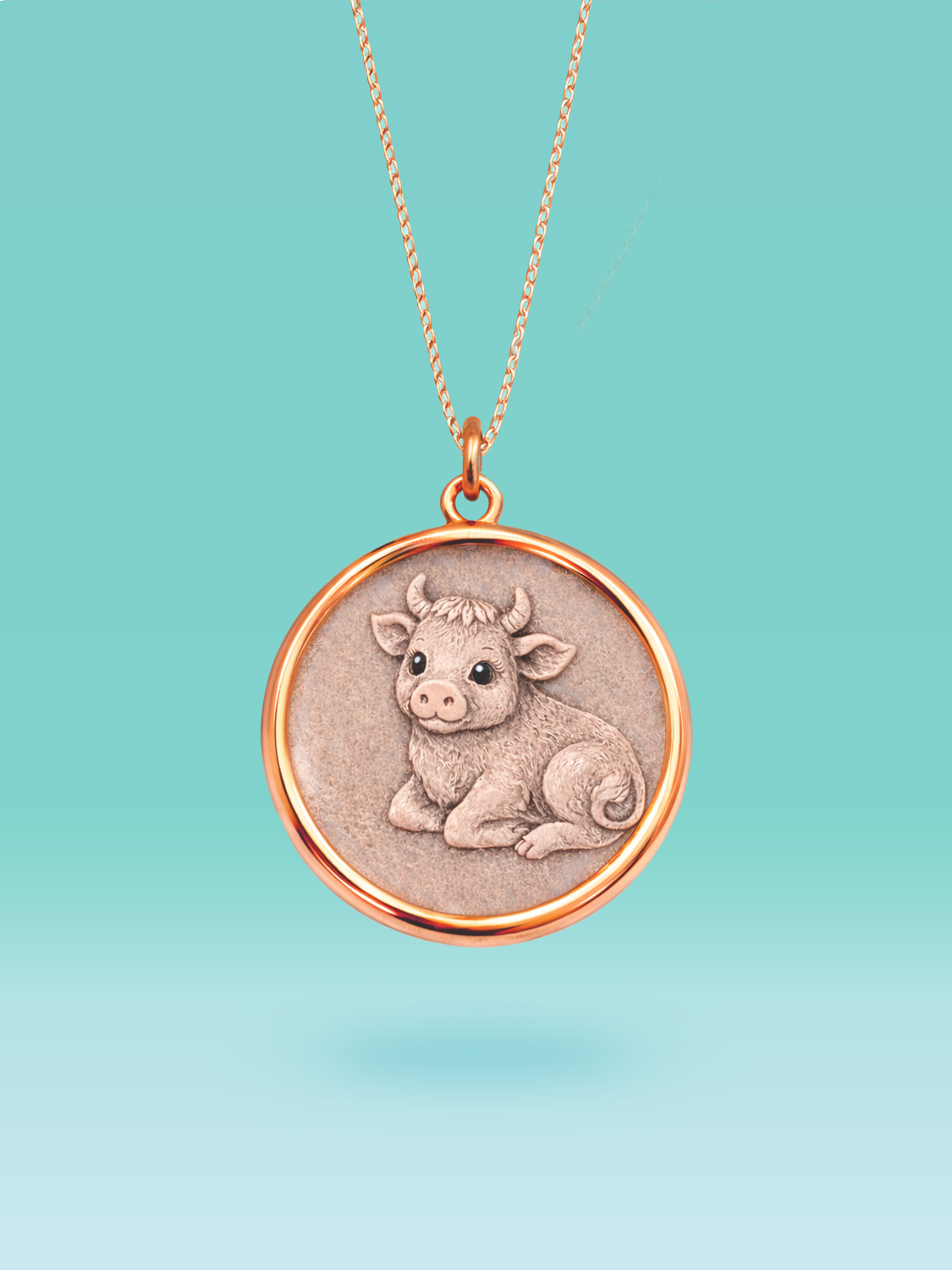 Eastern Zodiac Ox Coin Pendant Necklace