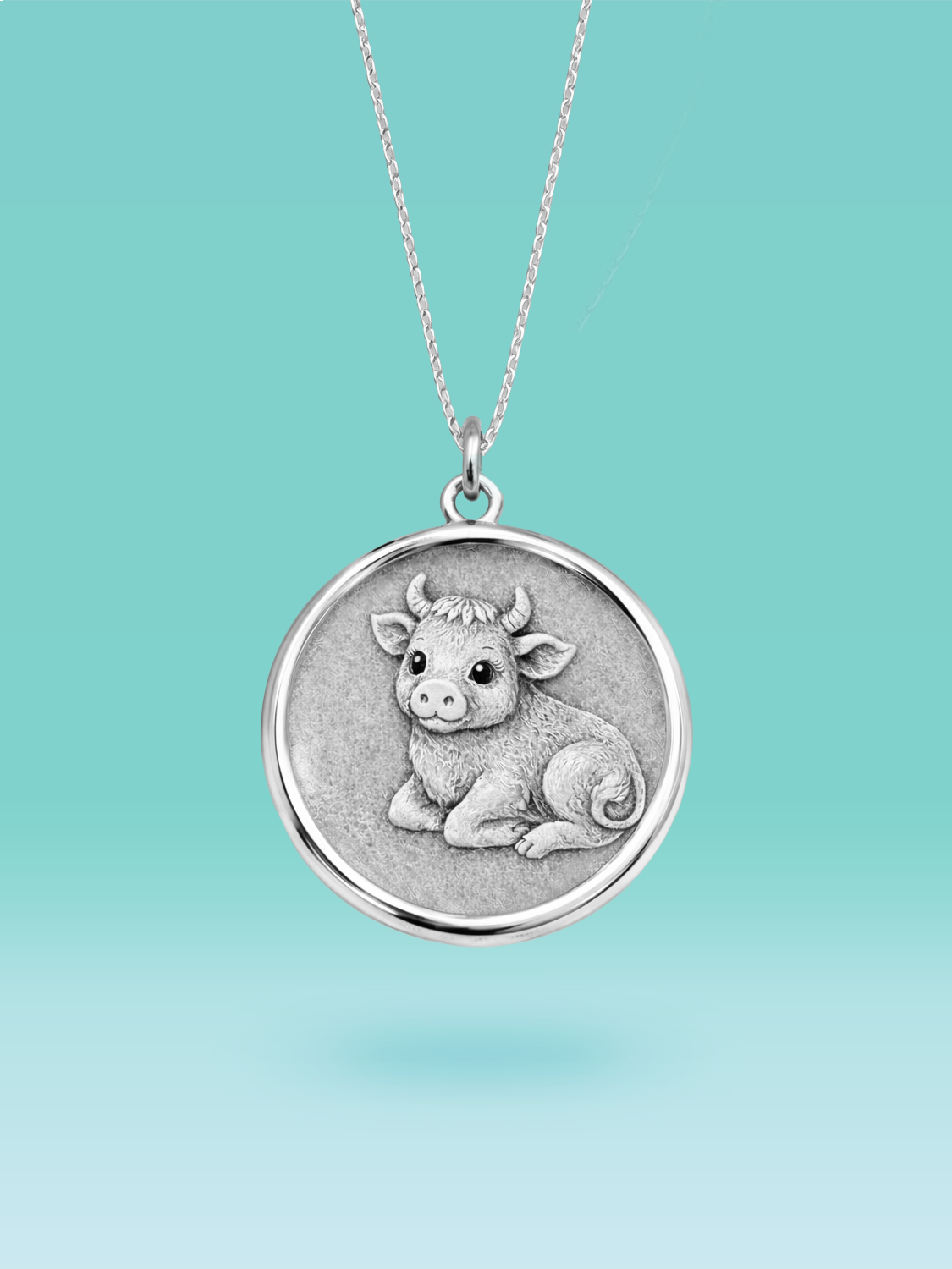 Eastern Zodiac Ox Coin Pendant Necklace