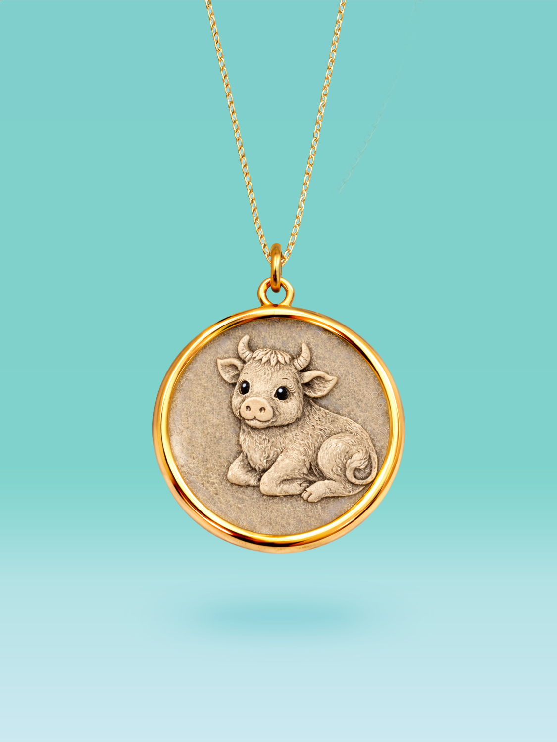 Eastern Zodiac Ox Coin Pendant Necklace