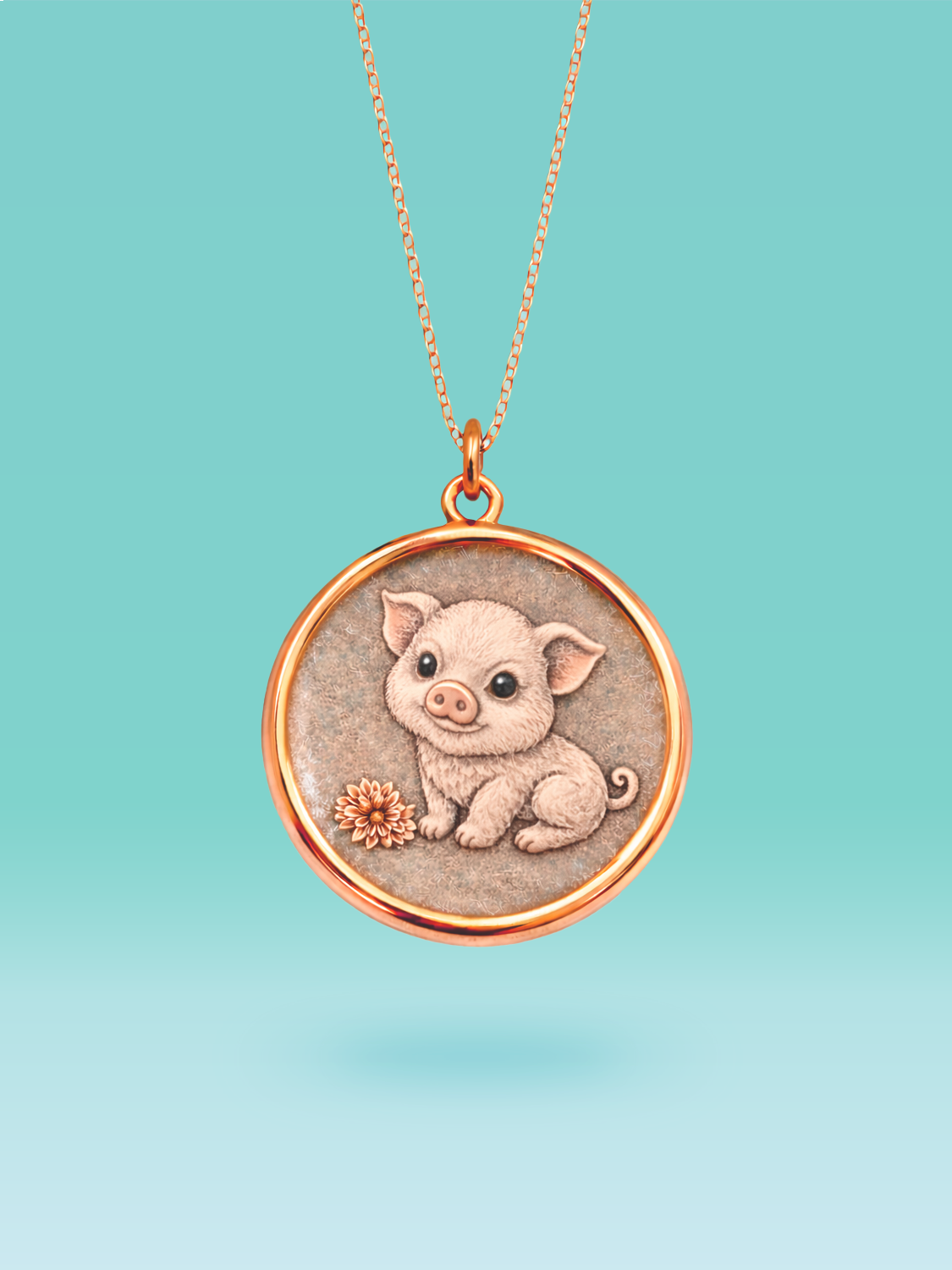 Eastern Zodiac Pig Coin Pendant Necklace