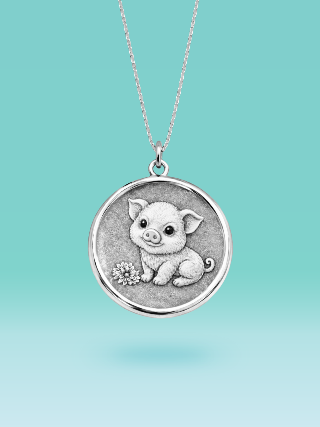 Eastern Zodiac Pig Coin Pendant Necklace