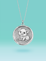 Eastern Zodiac Pig Coin Pendant Necklace