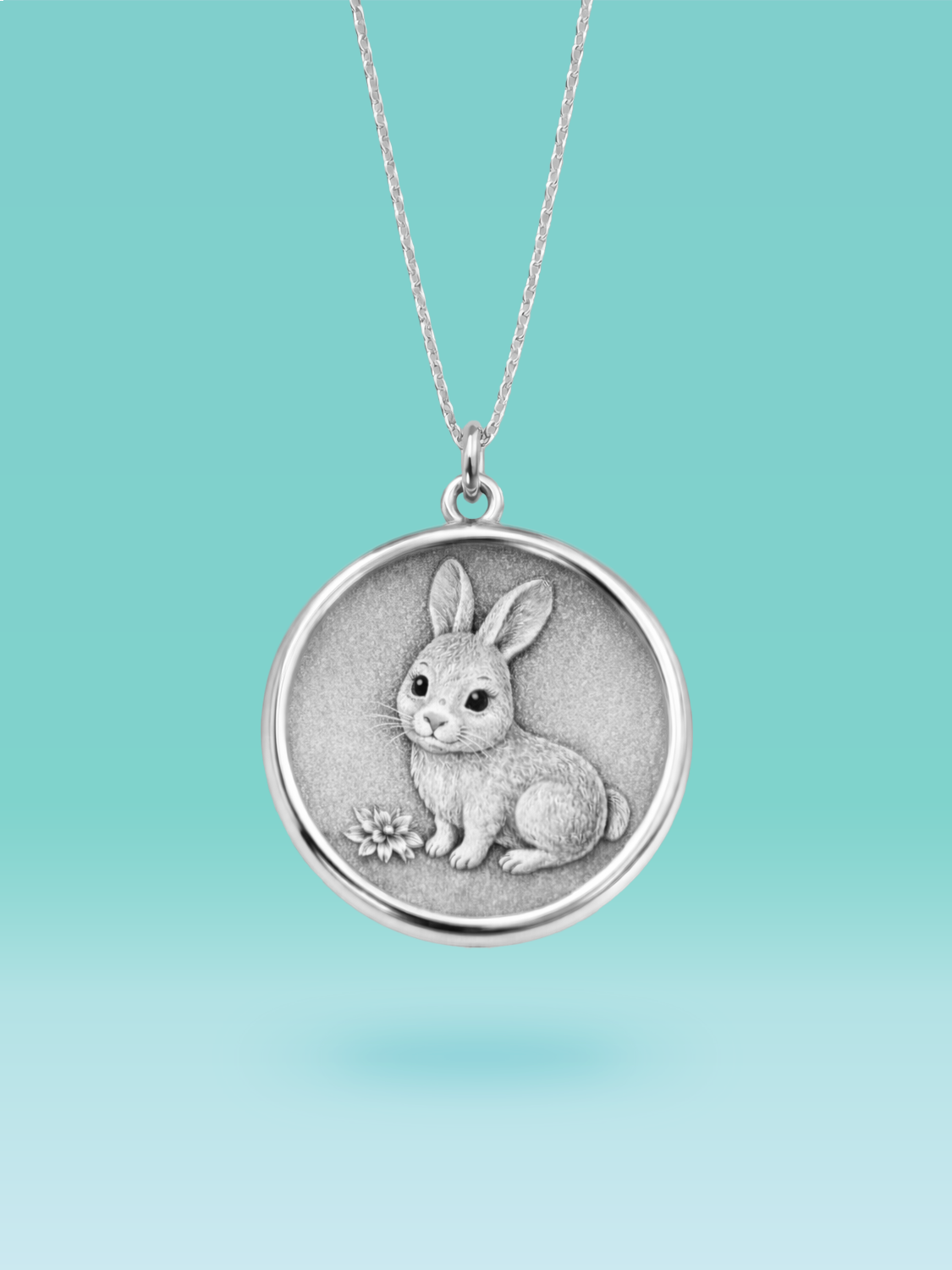 Eastern Zodiac Rabbit Coin Pendant Necklace