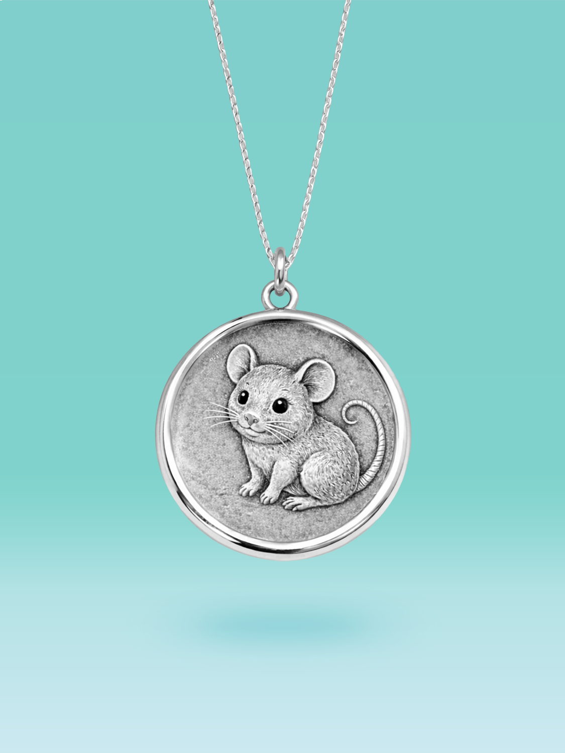Eastern Zodiac Rat Coin Pendant Necklace