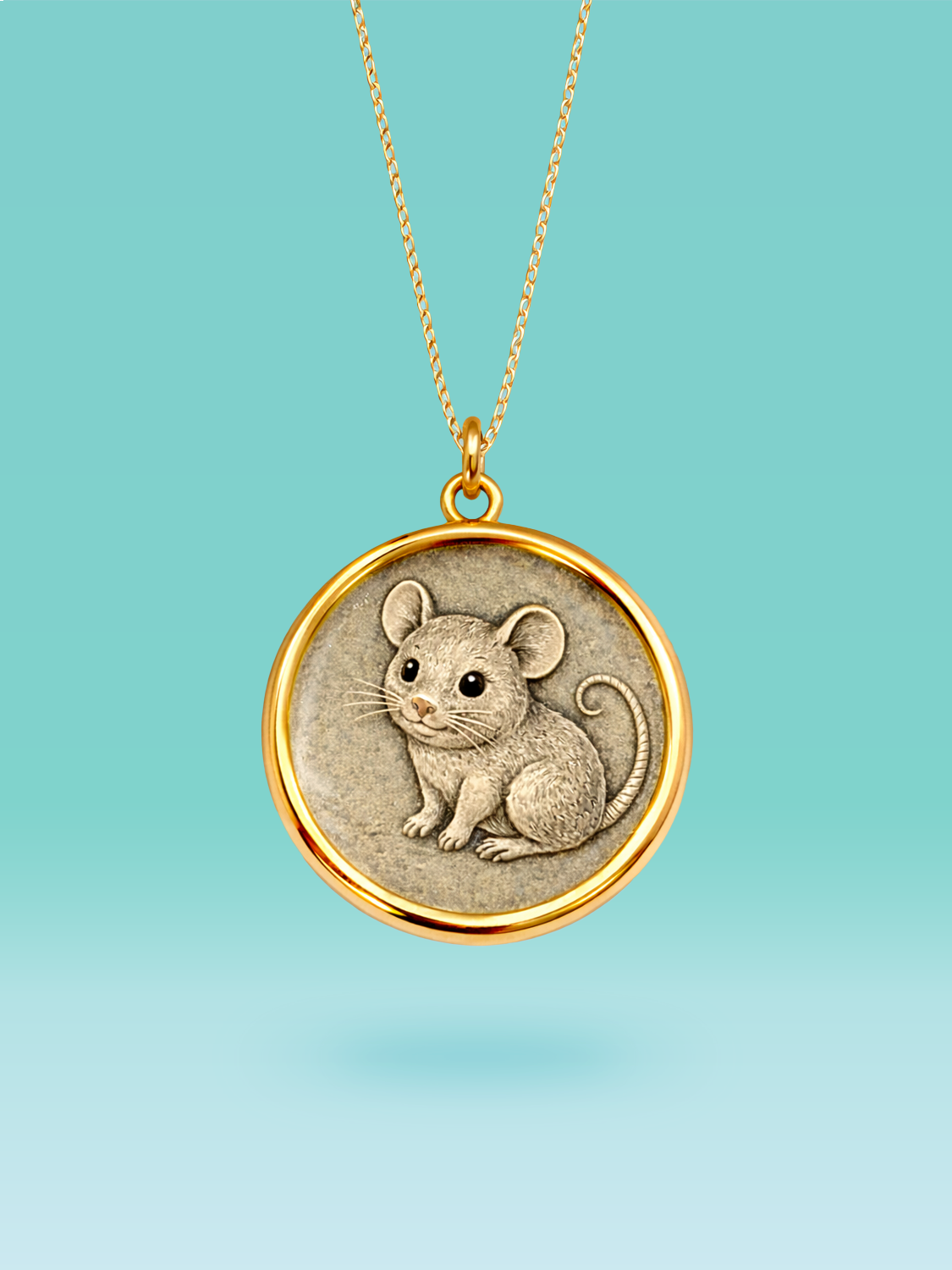 Eastern Zodiac Rat Coin Pendant Necklace