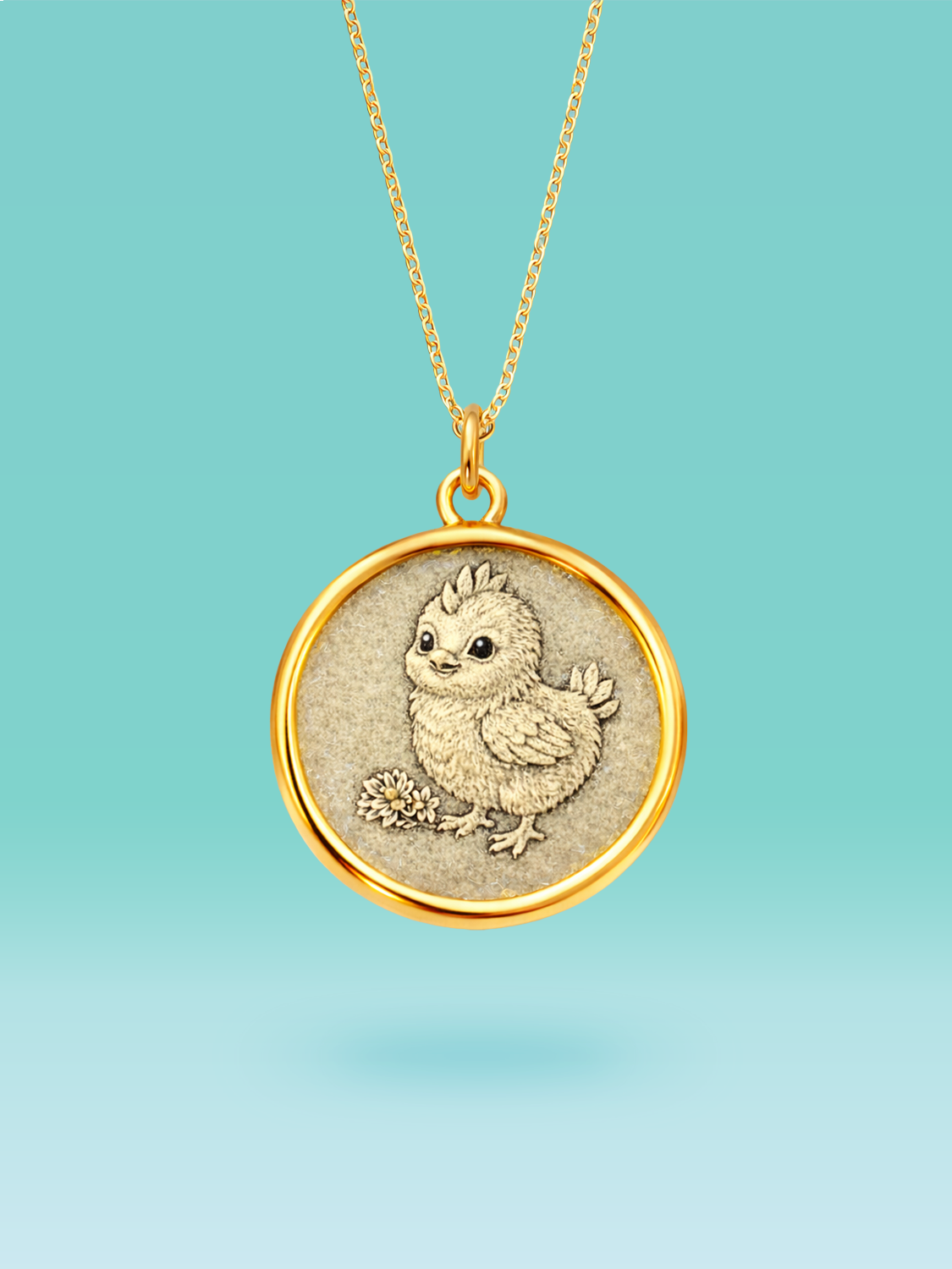 Eastern Zodiac Rooster Coin Pendant Necklace