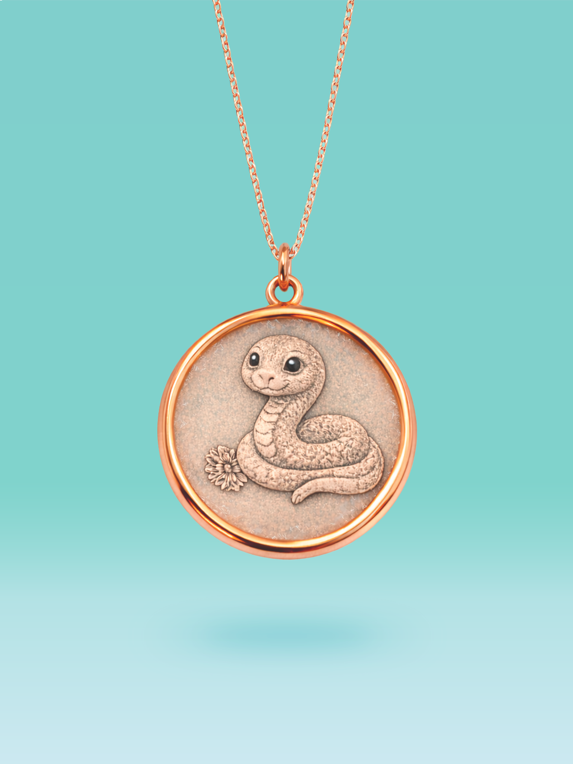 Eastern Zodiac Snake Coin Pendant Necklace