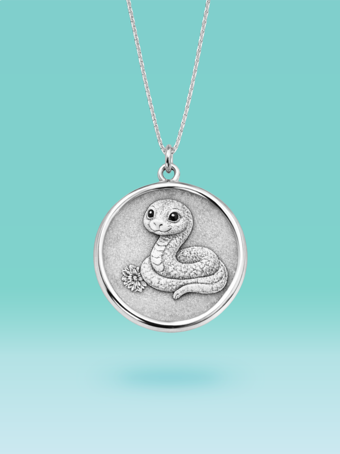 Eastern Zodiac Snake Coin Pendant Necklace