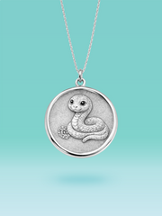 Eastern Zodiac Snake Coin Pendant Necklace