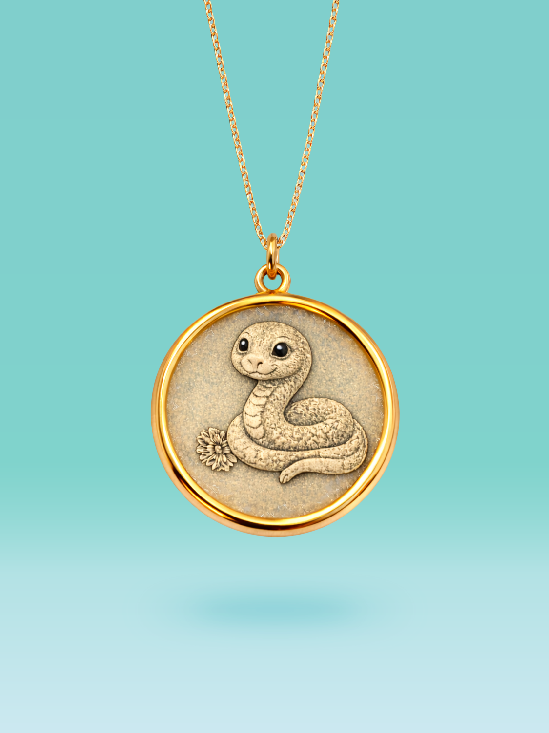 Eastern Zodiac Snake Coin Pendant Necklace