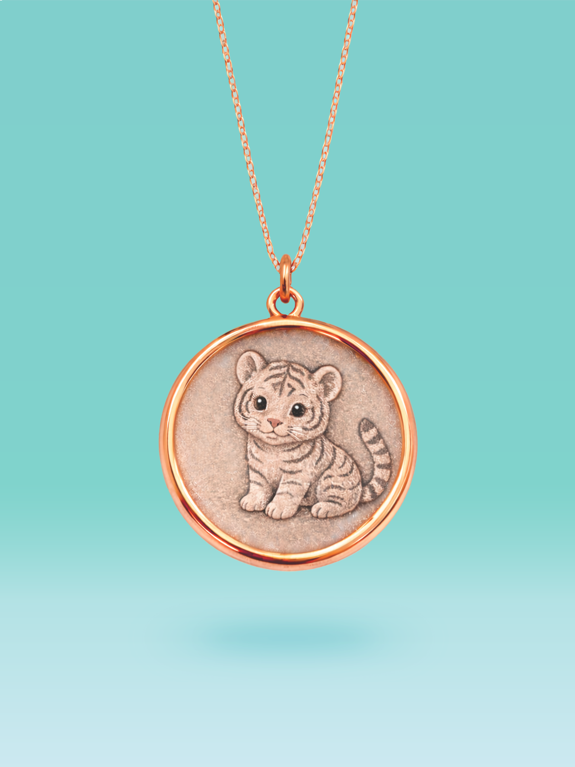 Eastern Zodiac Tiger Coin Pendant Necklace