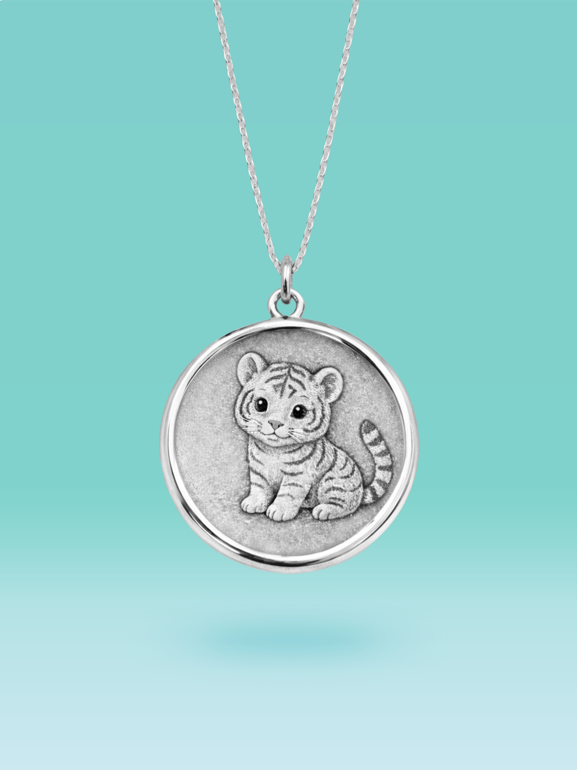 Eastern Zodiac Tiger Coin Pendant Necklace