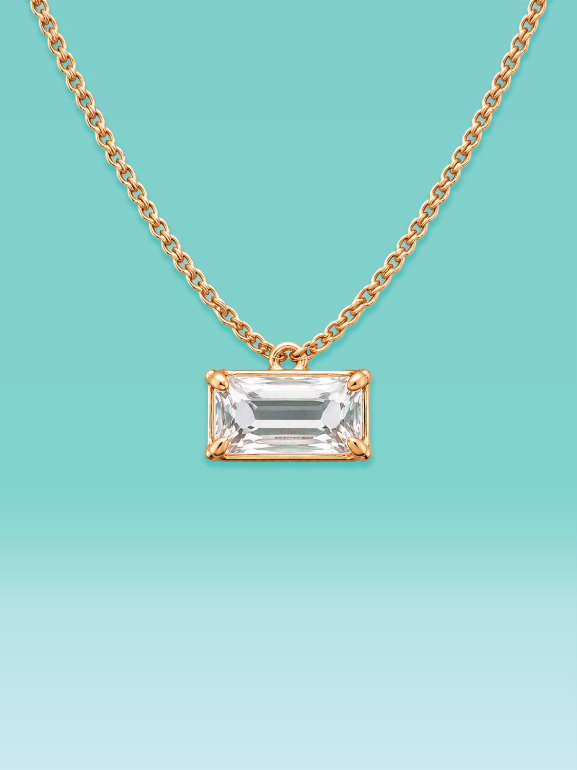 Emerald Cut 4 Prong Lab Diamond Necklace