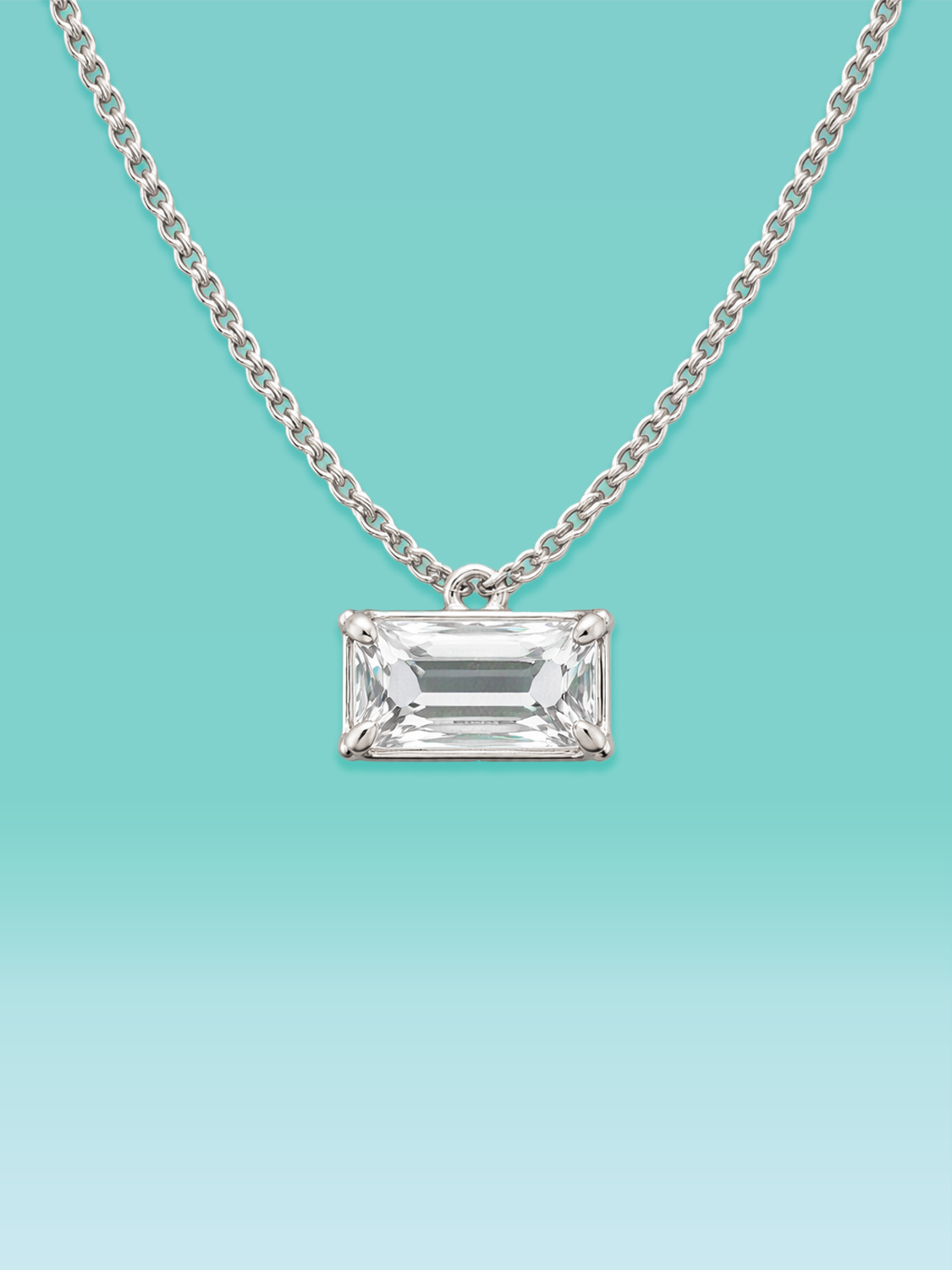 Emerald Cut 4 Prong Lab Diamond Necklace