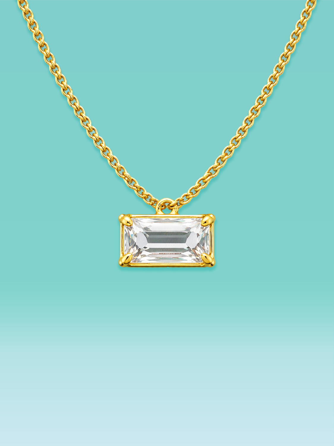 Emerald Cut 4 Prong Lab Diamond Necklace