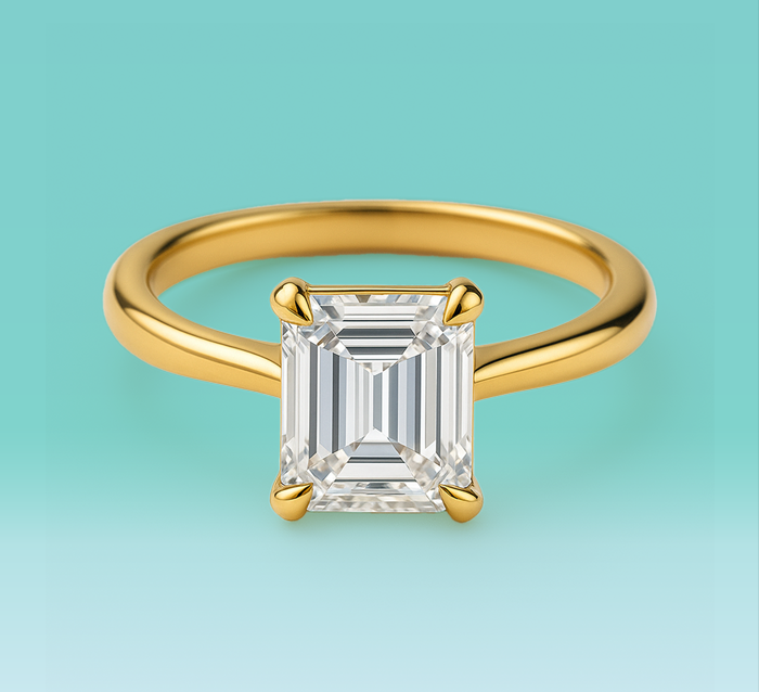 Emerald Cut 4 Prong Lab Diamond Engagement Ring