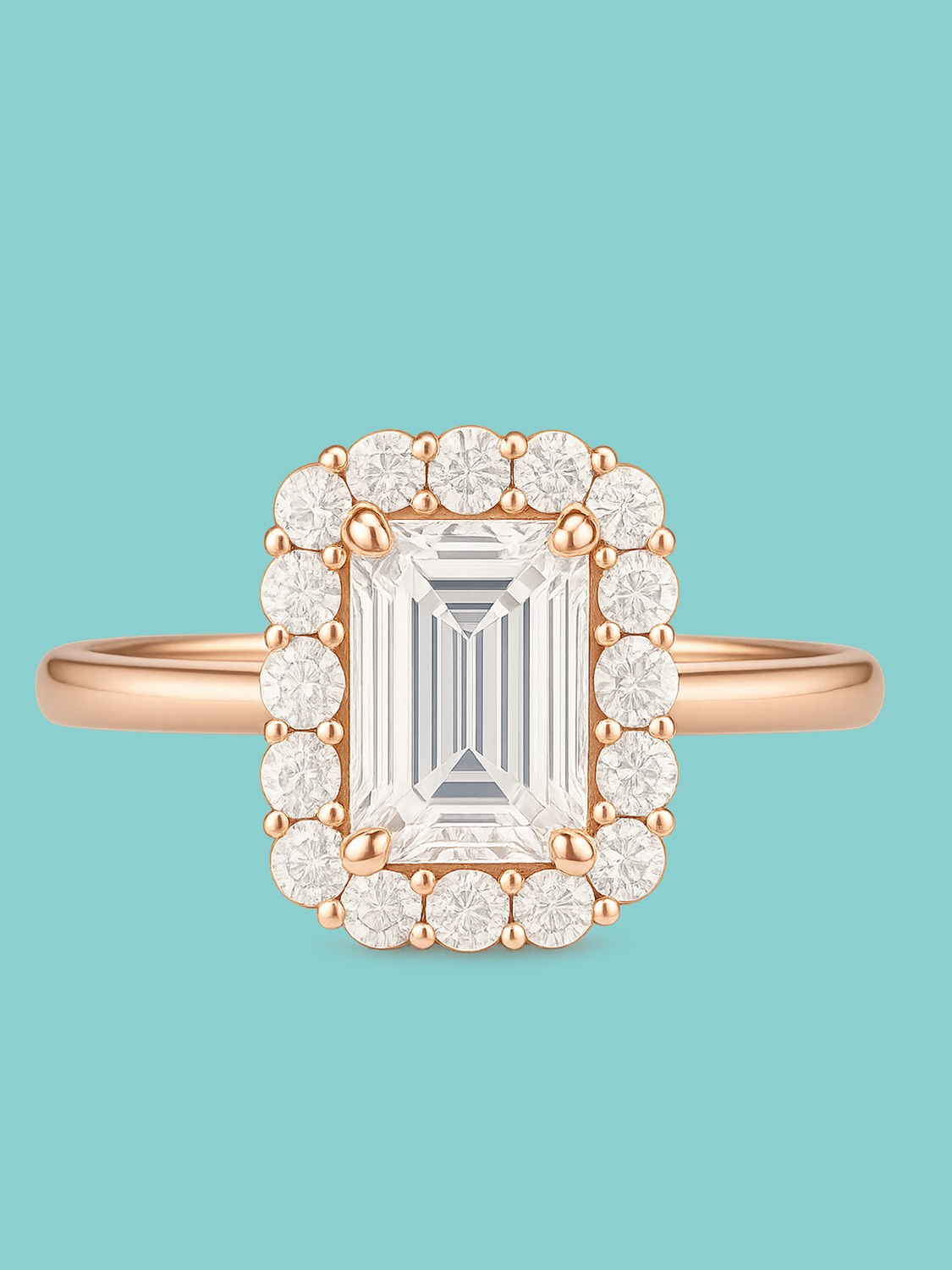 Emerald-Cut Halo Large Pav√© Lab Diamond Engagement Ring