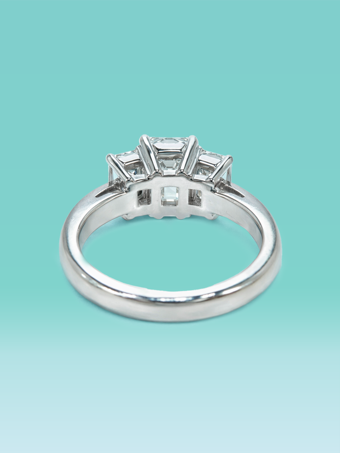 Emerald Cut 4 Prong Three-Stone Lab Diamond Engagement Ring