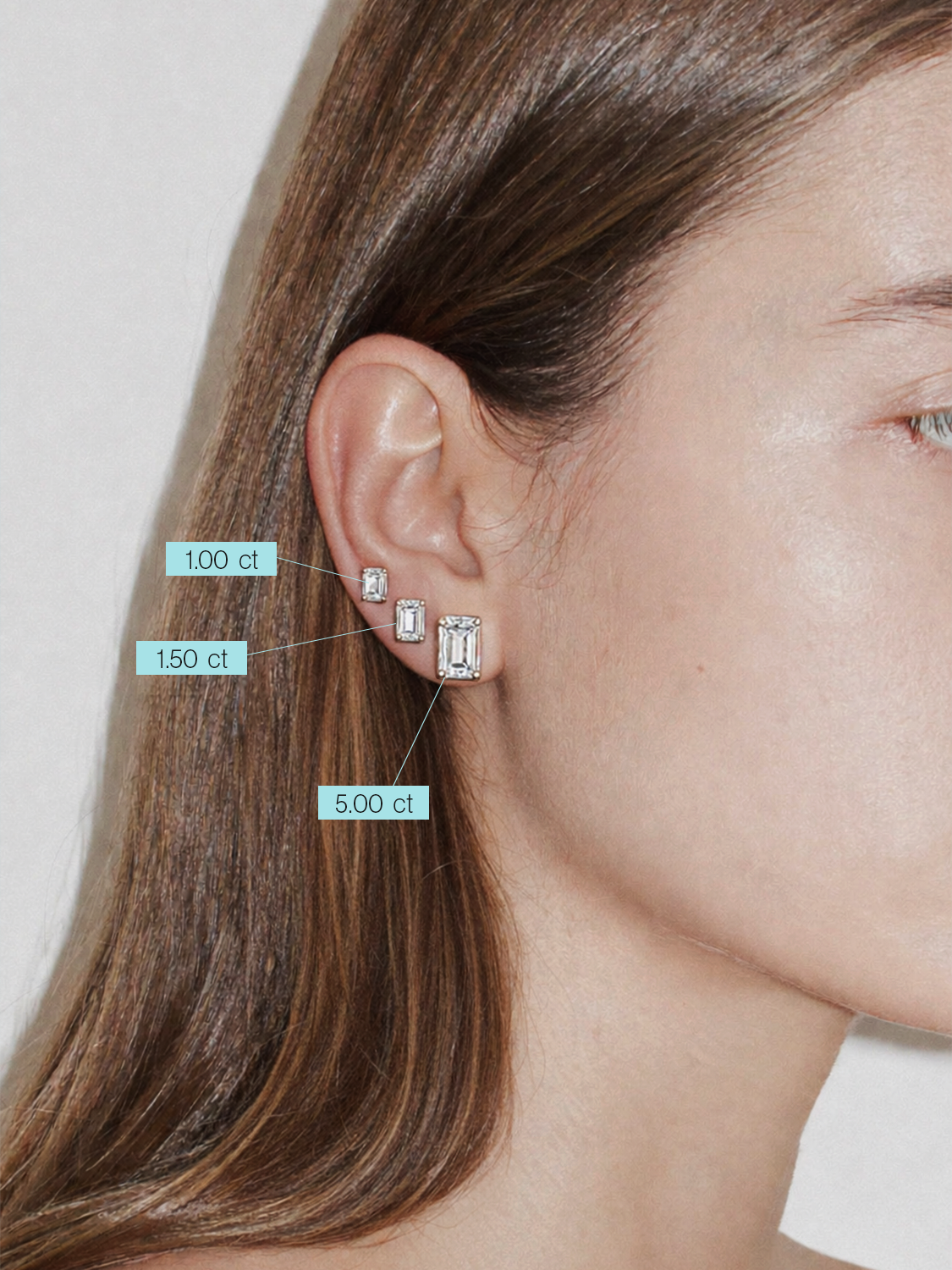 Emerald Cut Lab Diamond Grown Diamond Stud Earrings