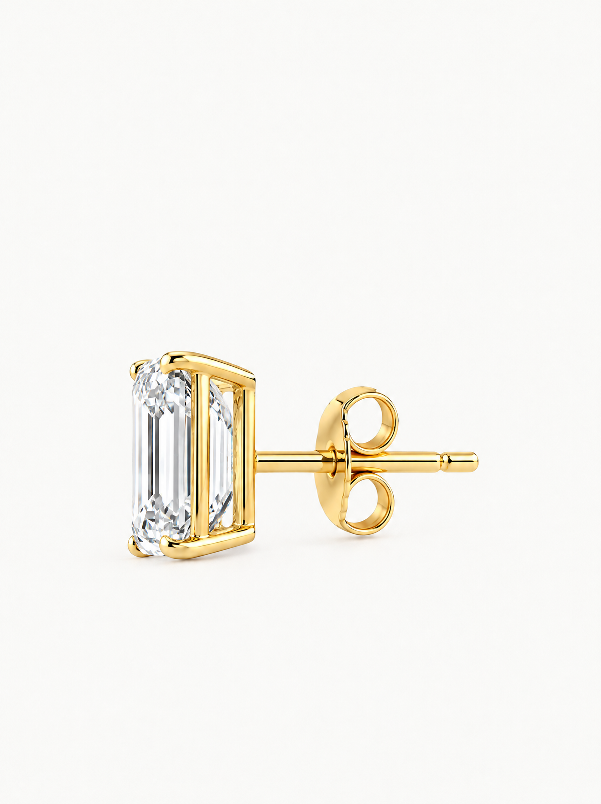 Emerald Cut Lab-Grown Diamond Stud Earrings, with push back earring backs — Bow Tie Lab Diamonds