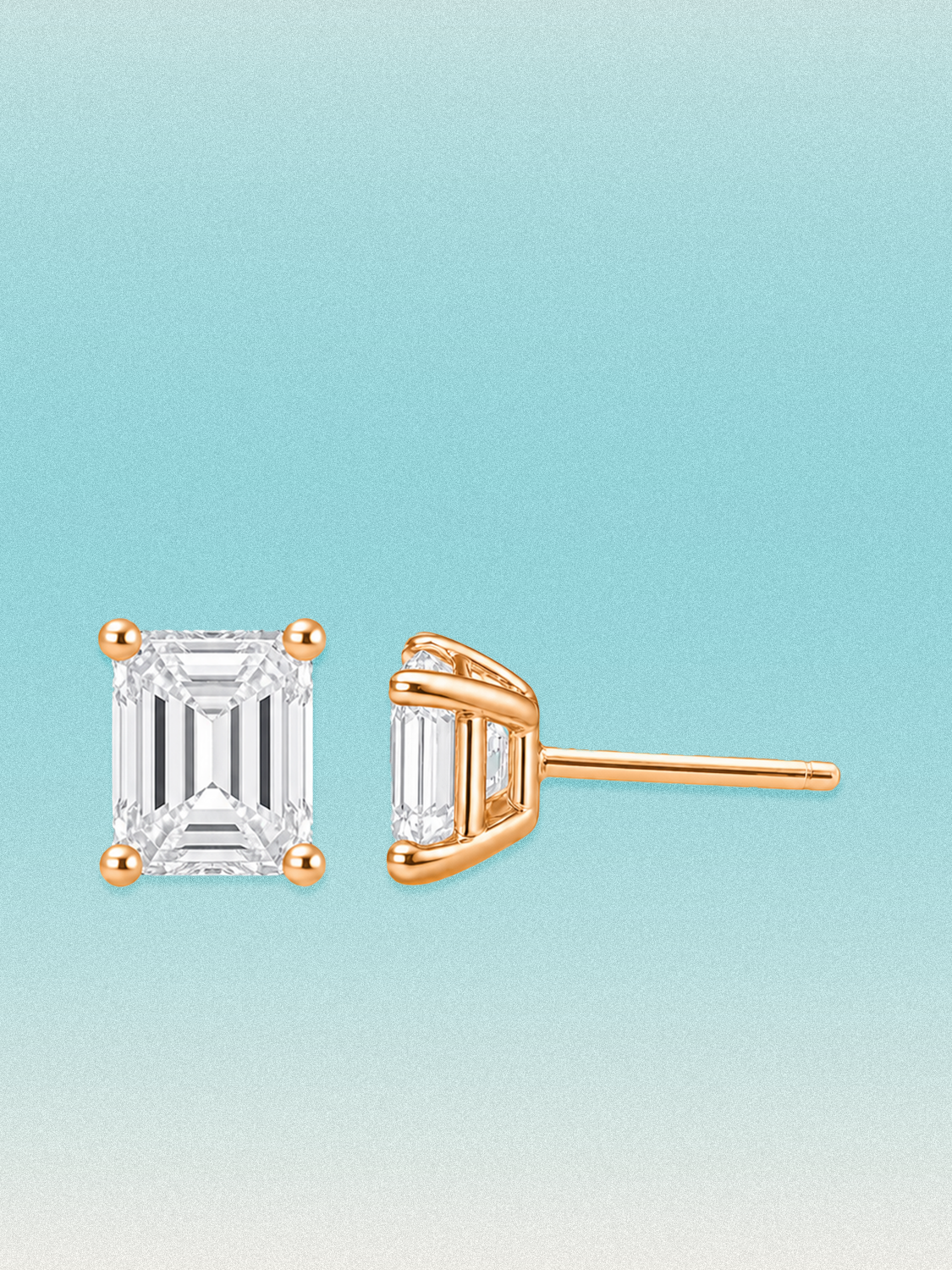 Emerald Cut Lab Diamond Grown Diamond Stud Earrings