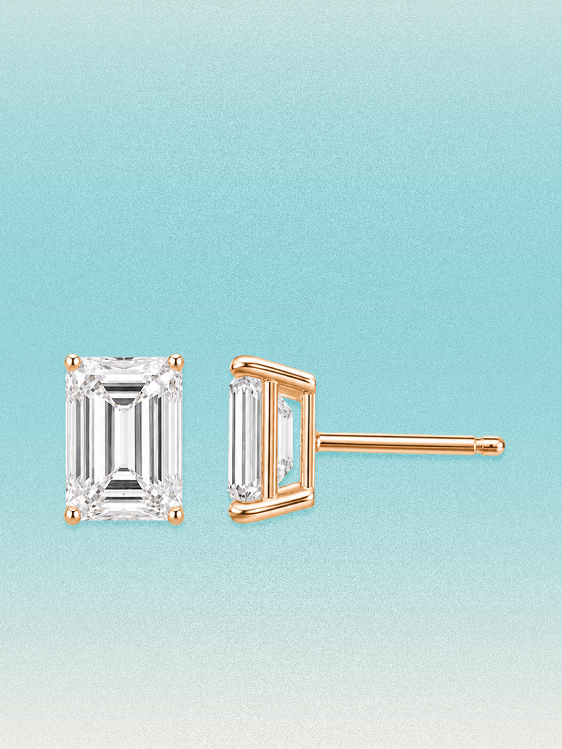 Emerald Cut Lab Grown Diamond Stud Earrings