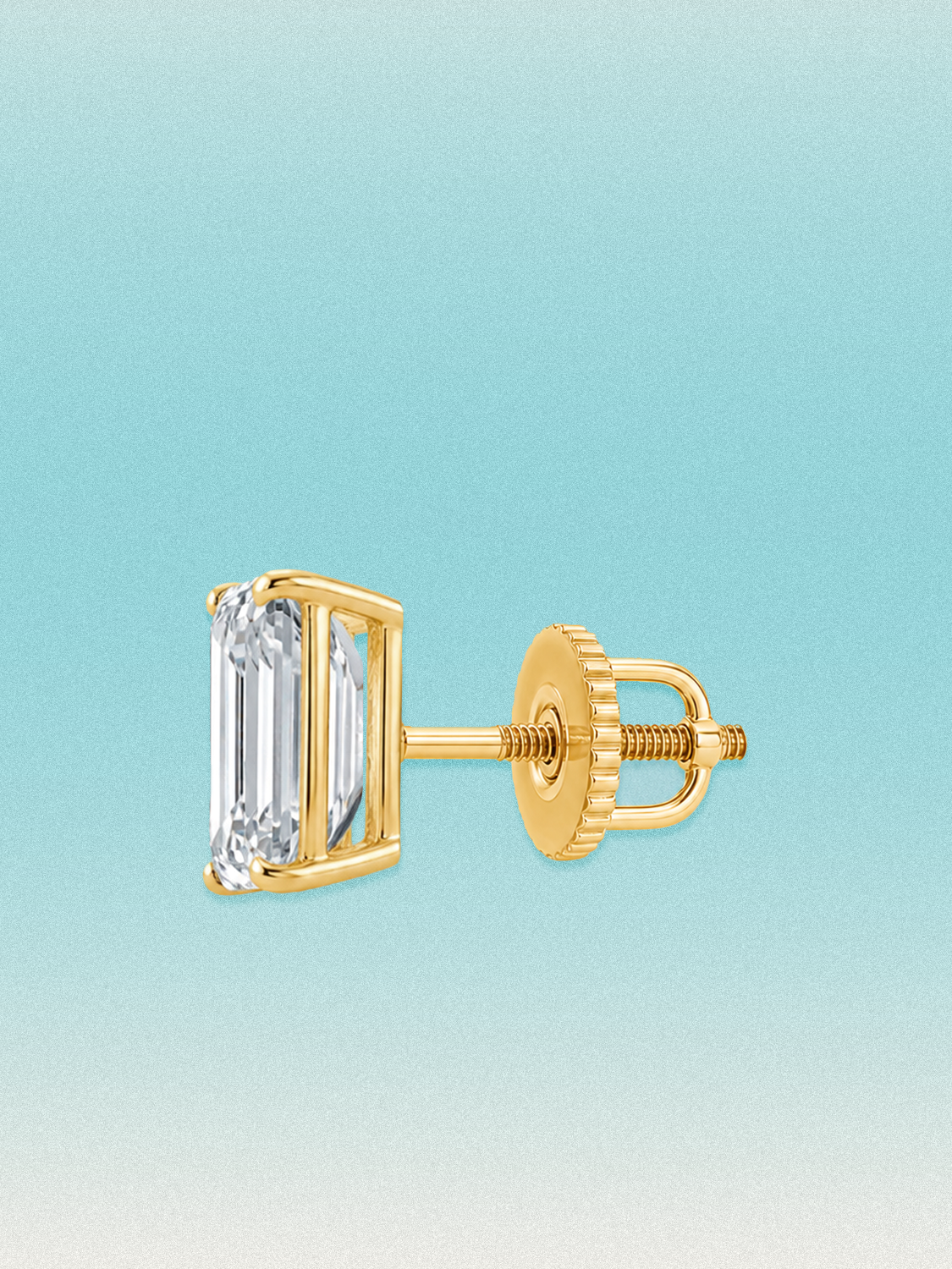 Emerald Cut Lab Grown Diamond Stud Earrings