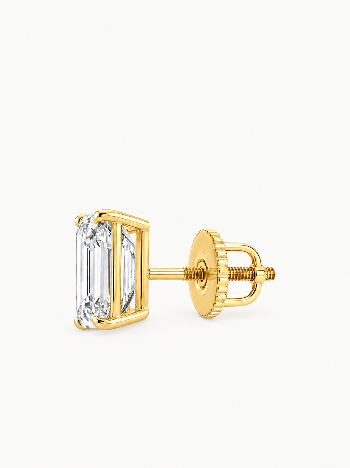 Emerald Cut Lab-Grown Diamond Stud Earrings, with screw back earring backs — Bow Tie Lab Diamonds