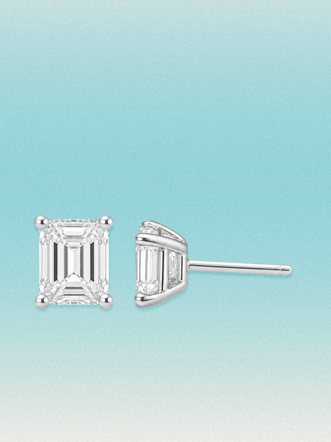 Emerald Cut Lab Diamond Grown Diamond Stud Earrings
