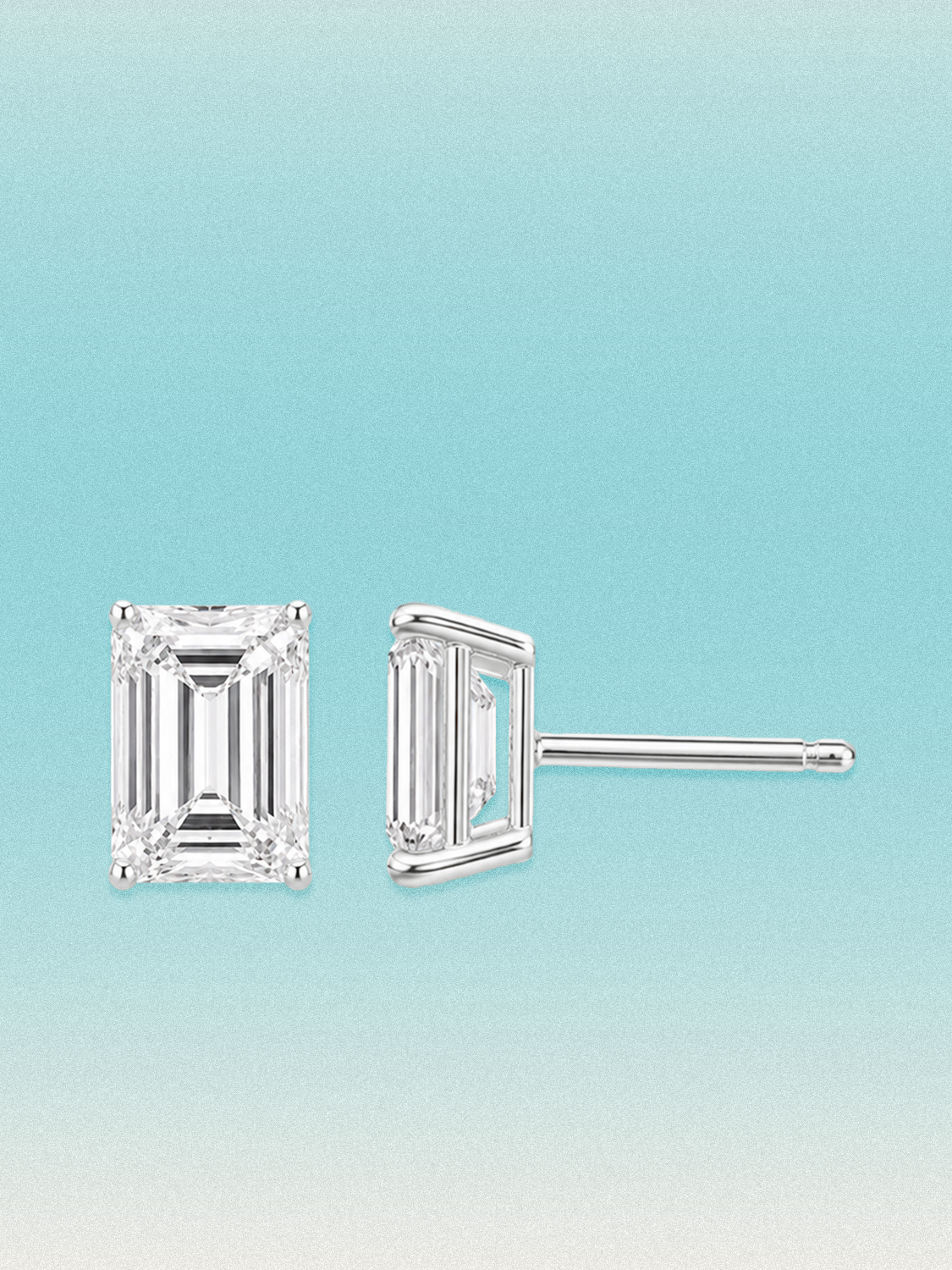 Emerald Cut Lab Grown Diamond Stud Earrings